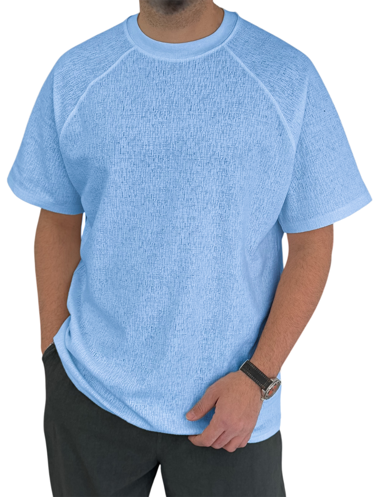 Men's Wrinkles Raglan Sleeve Daily Casual Short Sleeve T-shirt
