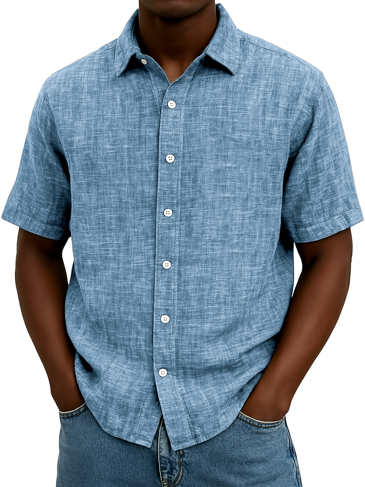 Men's Comfort Linen Loose Everyday Button Short Sleeve Shirt