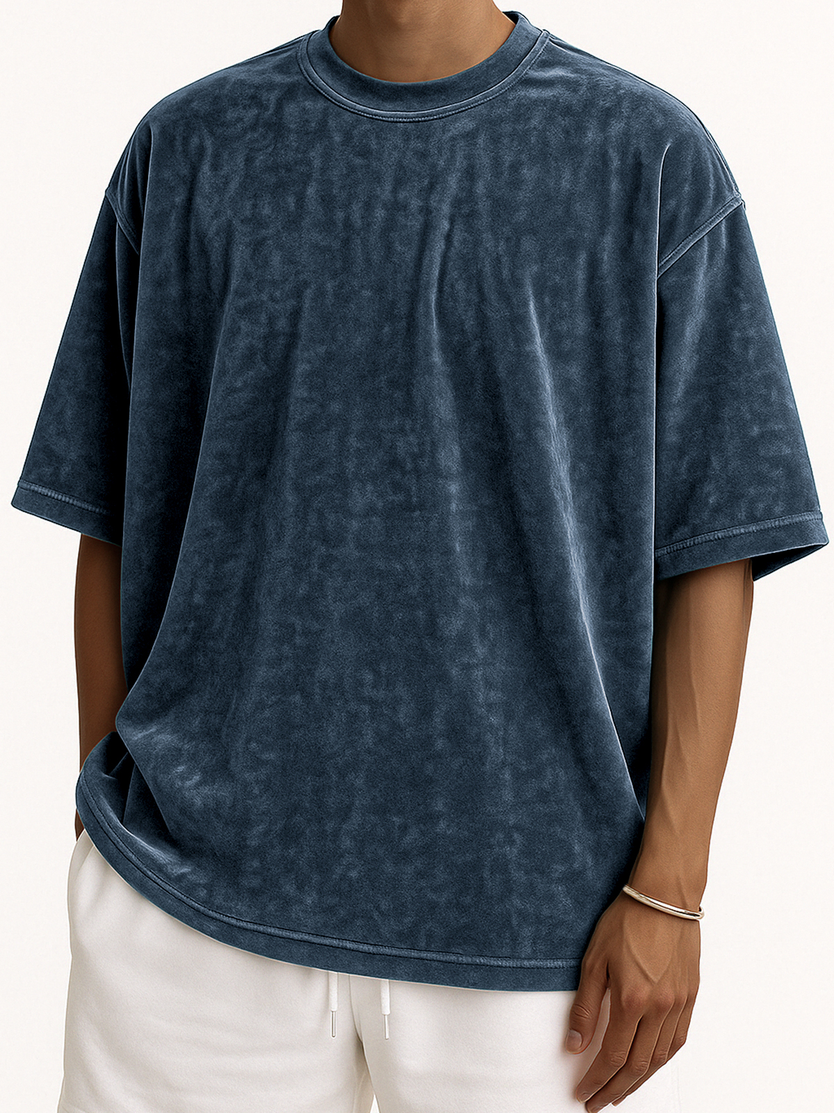 Men's Soft and Loose Velvet Stylish Textured Everyday Casual Short Sleeve T-Shirt