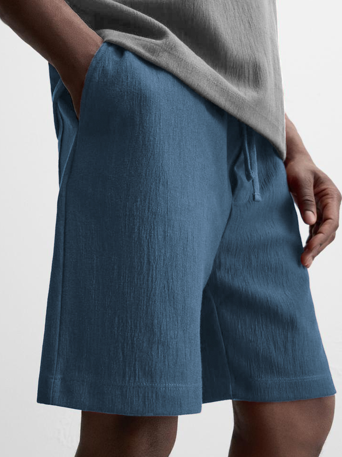 Men's Texture Crinkled Daily Casual Shorts Drawstring Elastic Waist Shorts