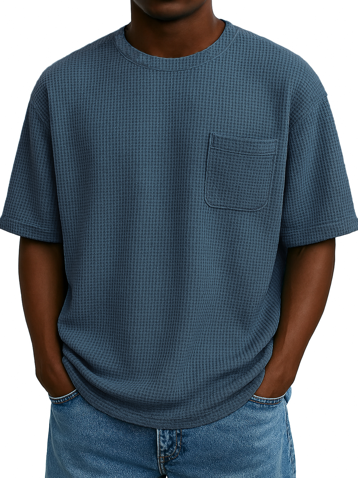 Men's Comfortable Waffle Casual Everyday T-Shirt With Chest Pocket