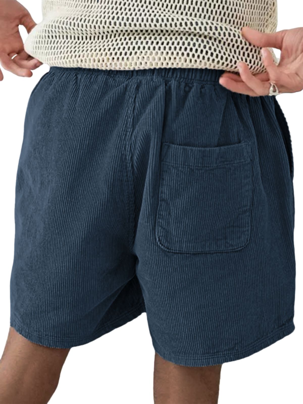Men's Stylish Corduroy Utility Pocket Lace-up Drawstring Casual Shorts