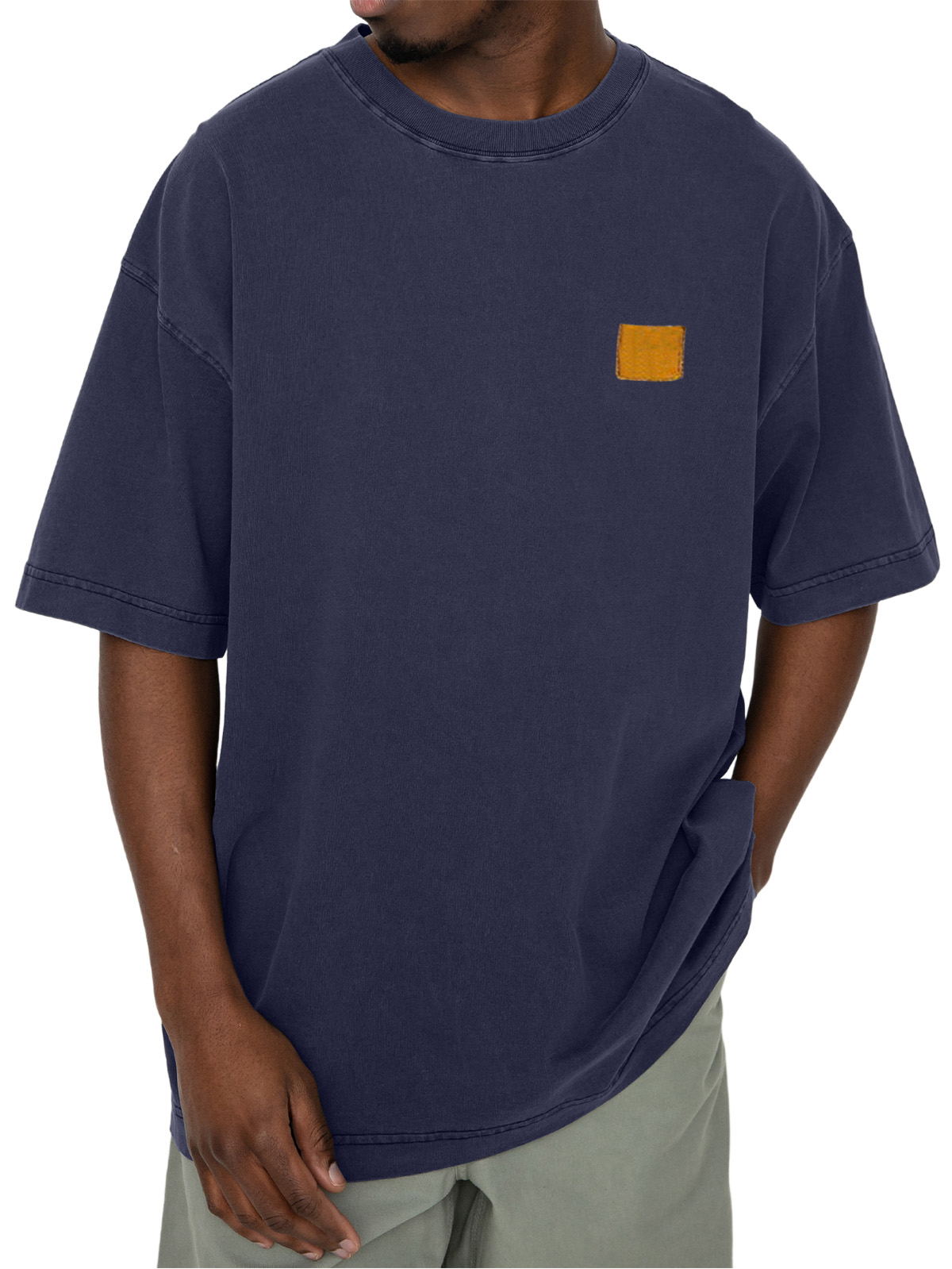 Men's 100% Cotton Vintage Washed Distressed Logo Loose Everyday Short-sleeved T-shirt