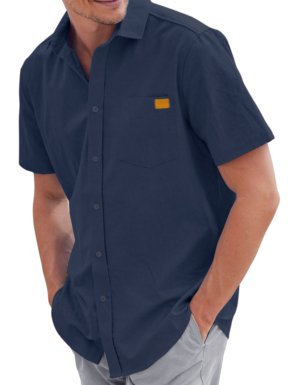 Men's Cotton And Linen Casual And Comfortable Everyday Short-sleeved Shirt