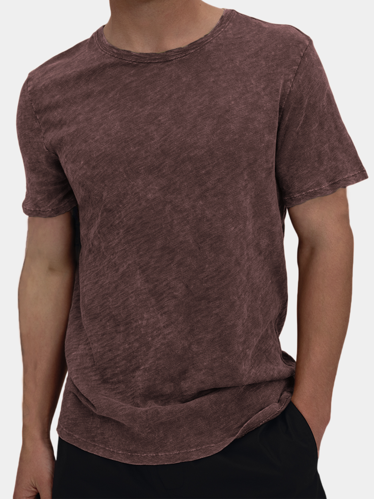 Men's Slub Cotton Retro Distressed Casual Basic Round Neck T-Shirt Top