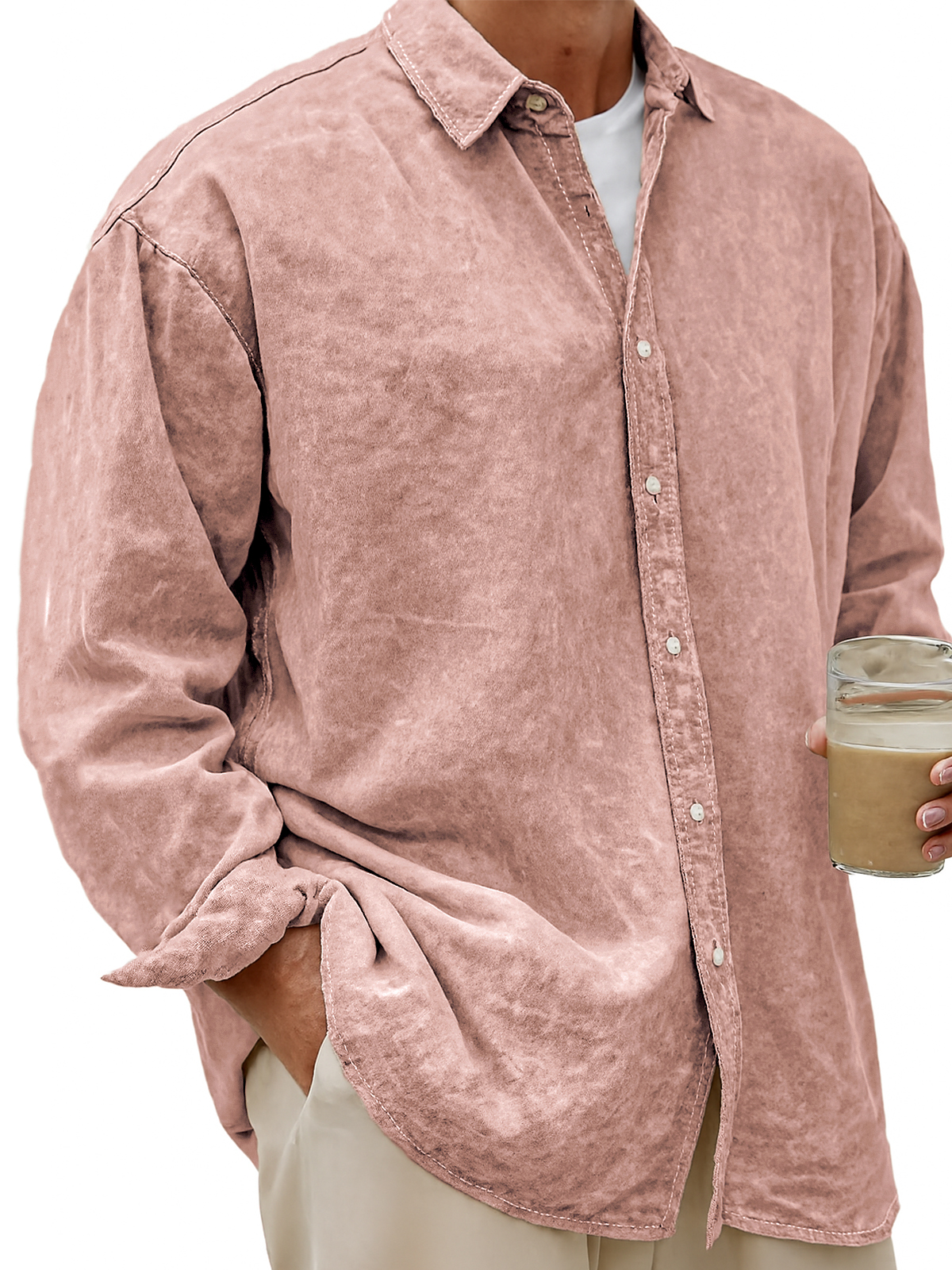 Men's Vintage Dyed Lyocell Casual Everyday Long-sleeved Shirt