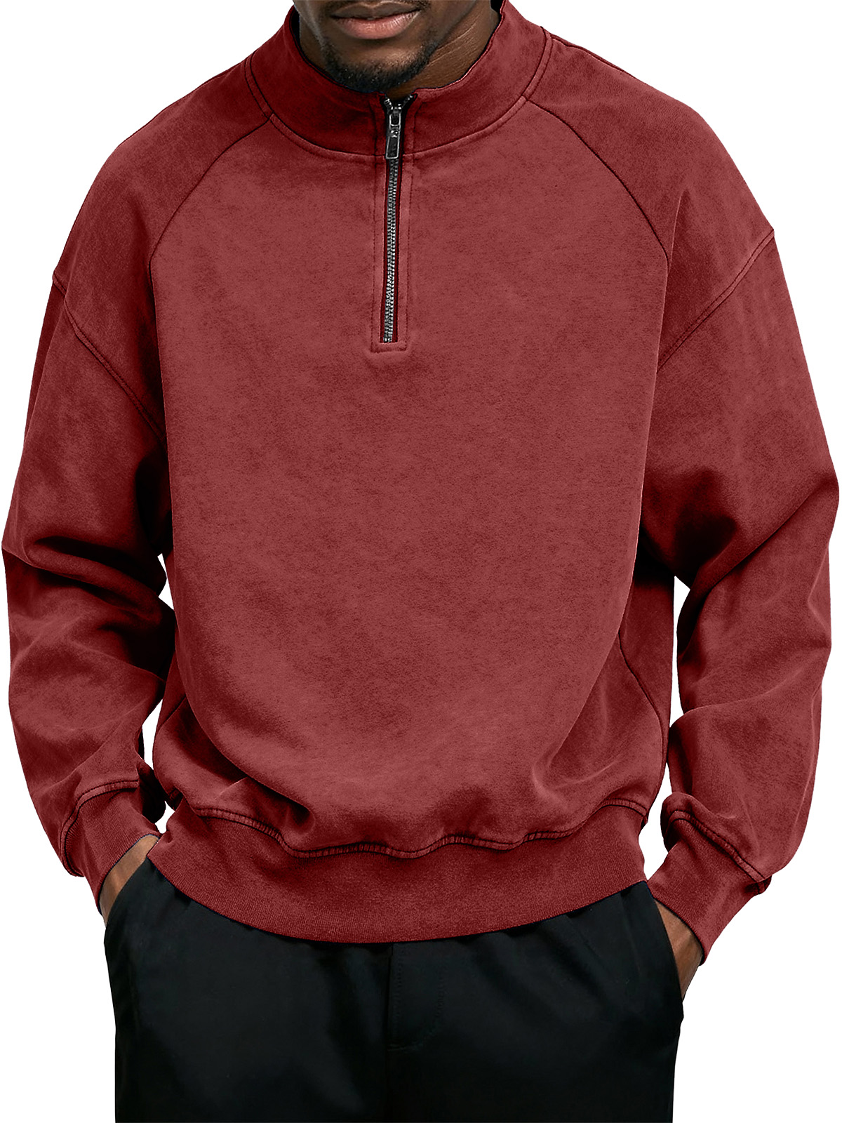 Men's Casual Simple Stand Collar Zipper Sweatshirt