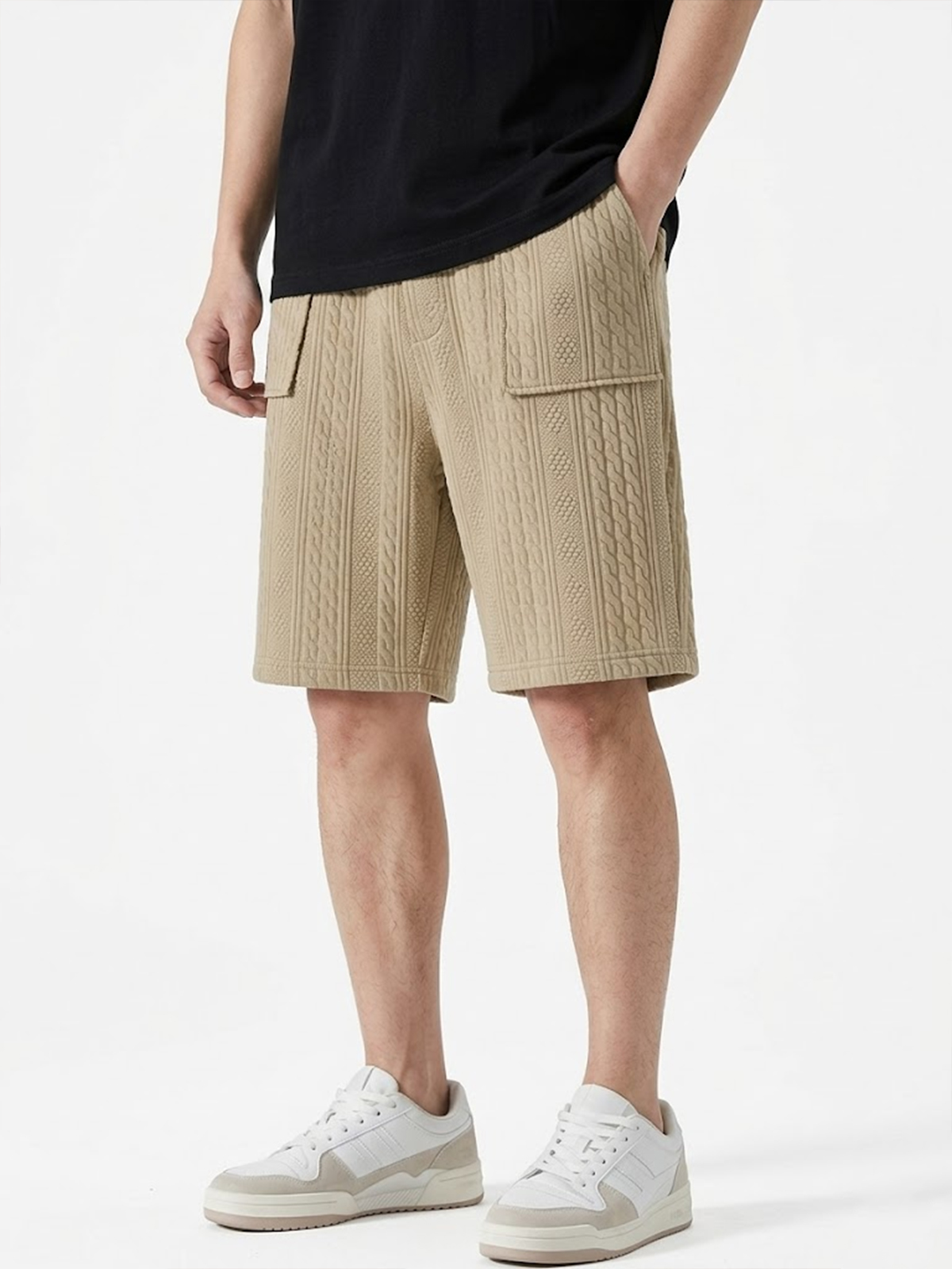 Jacquard Minimalist Patch Pocket Comfortable Shorts