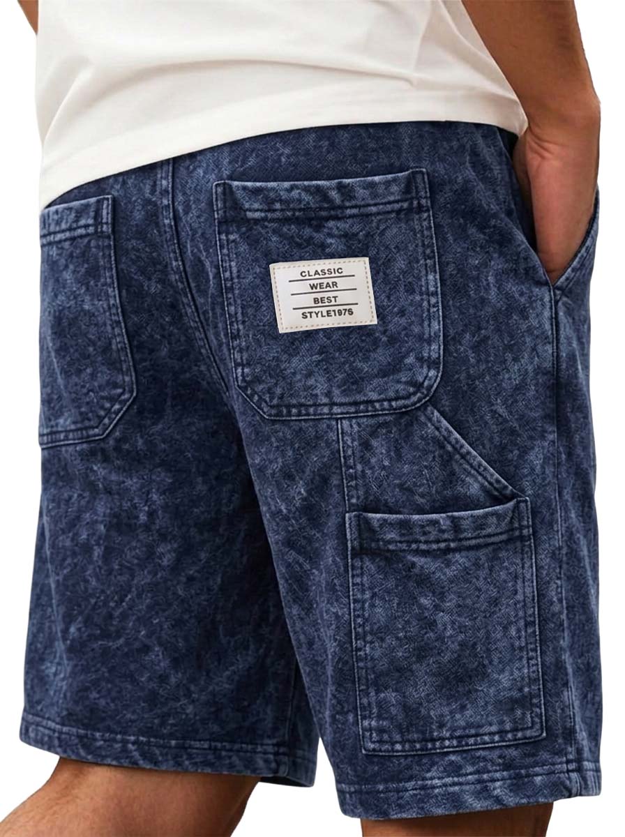 Men's Washed Distressed Workwear Basic Shorts