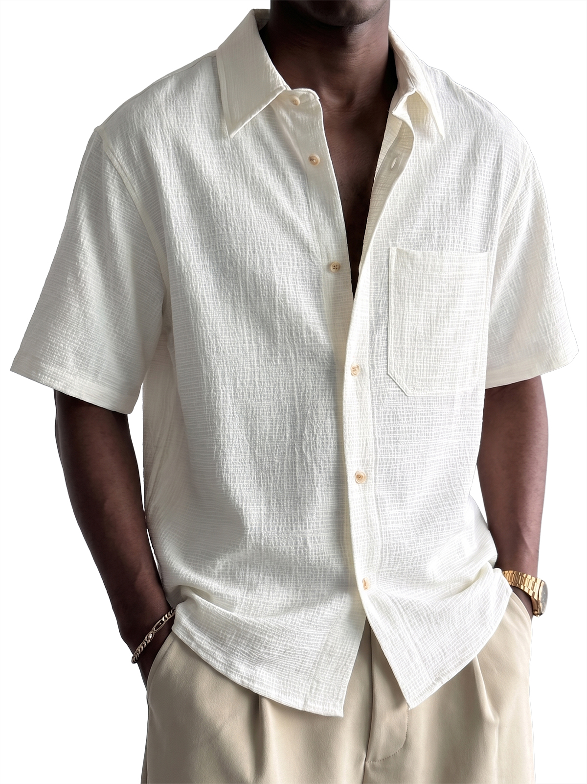 Men's Bamboo Linen Short-sleeved Shirt