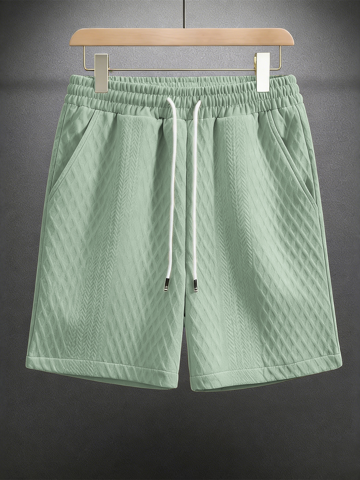Men's Jacquard Textured Casual Drawstring Shorts