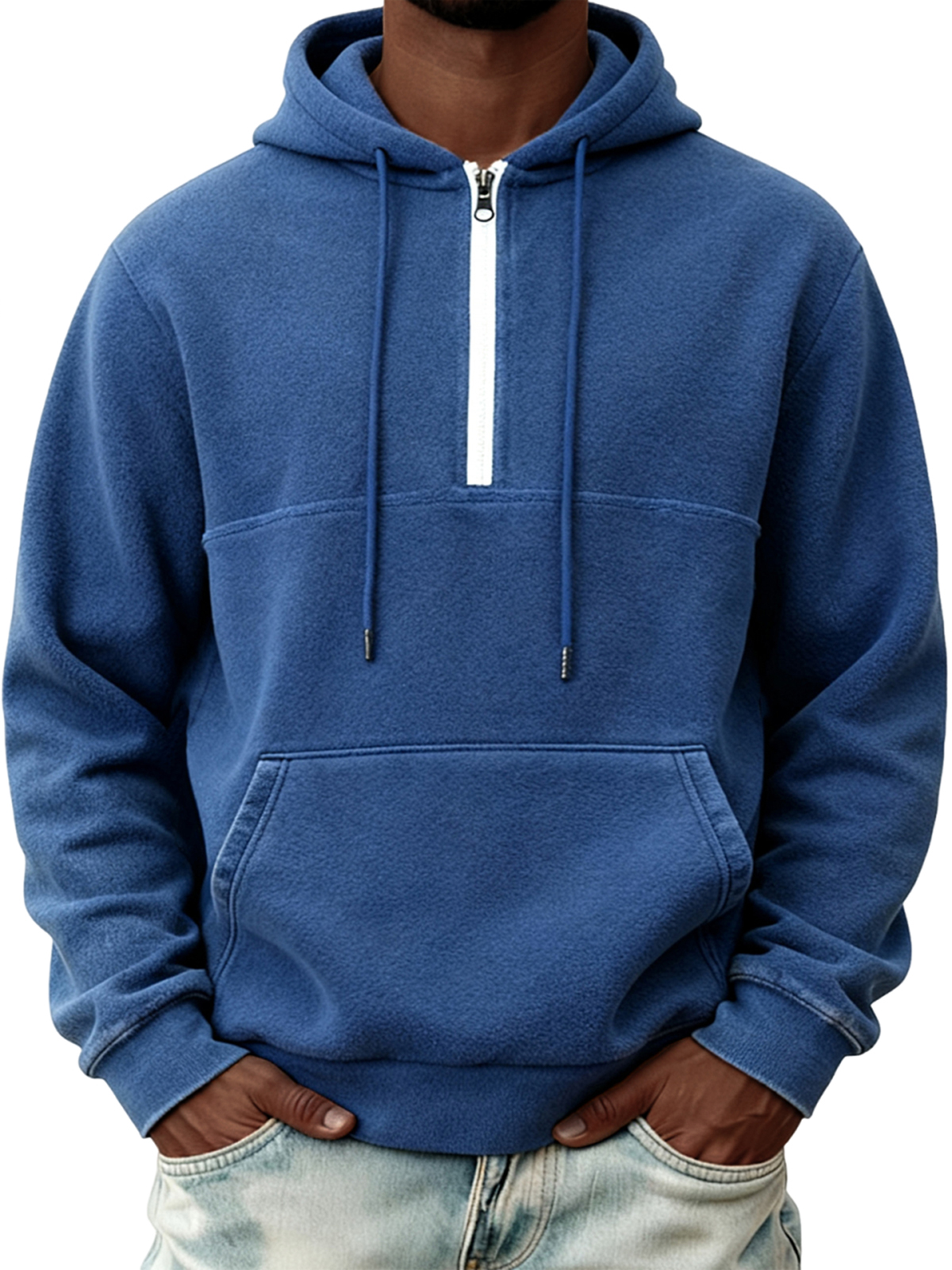 Men's Warm Fleece Half-zip Hooded Sweatshirt