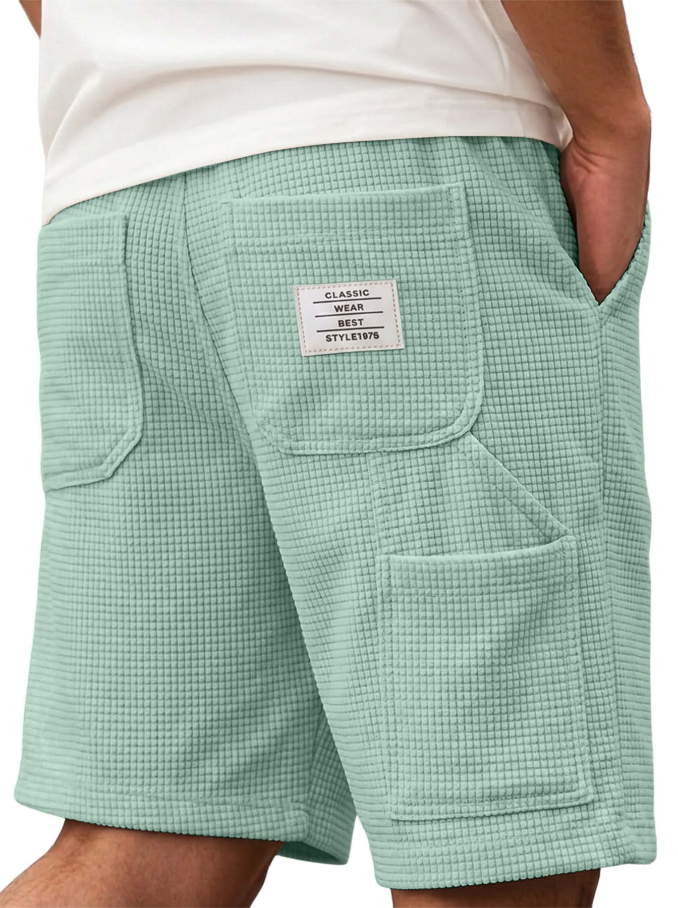 Men's Waffle Texture Corduroy Casual Shorts with Multiple Pockets