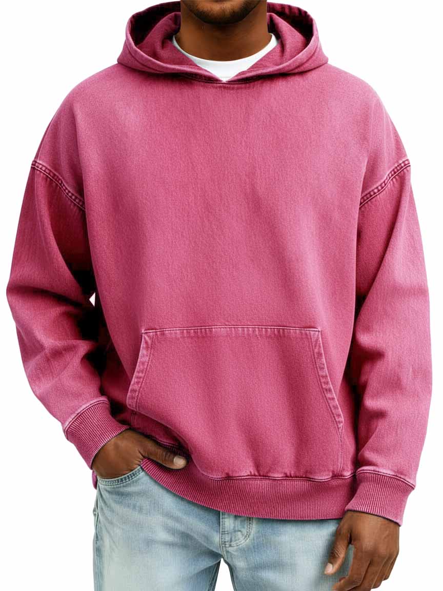 Men's 100% Cotton Retro Casual Washed Distressed Hooded Sweatshirt