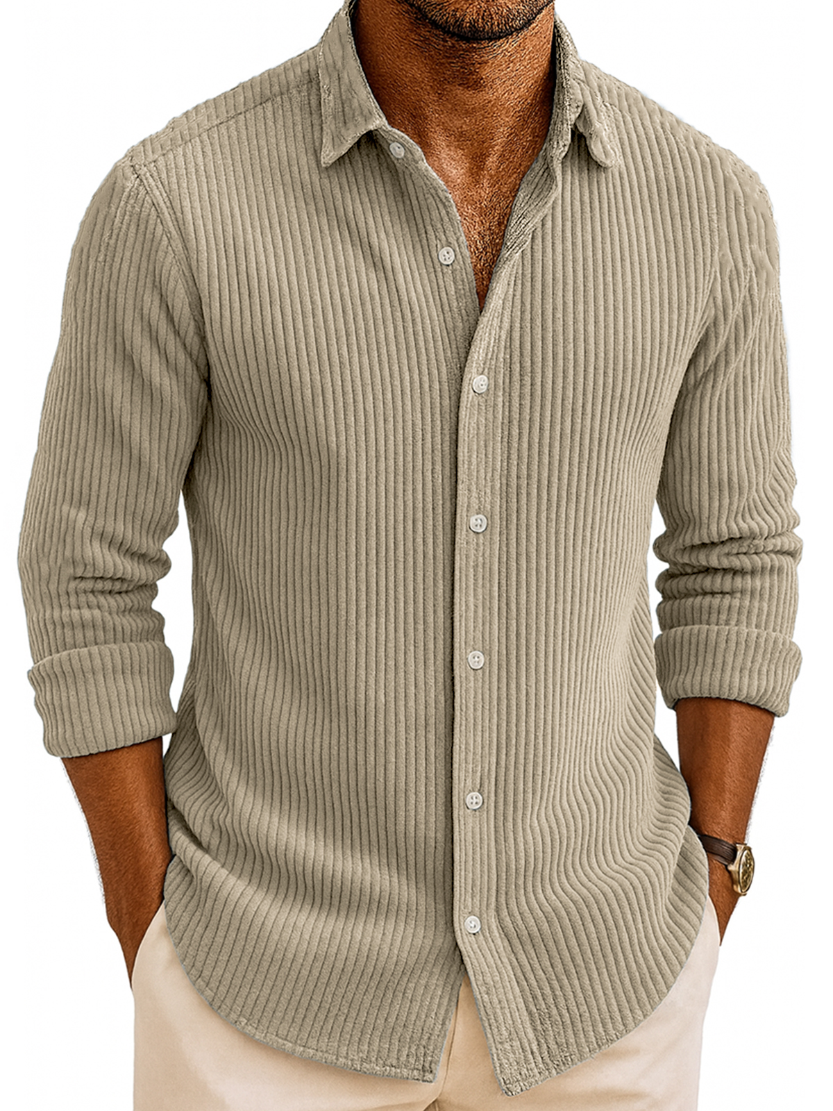 Men's Corduroy Casual Long-sleeved Shirt
