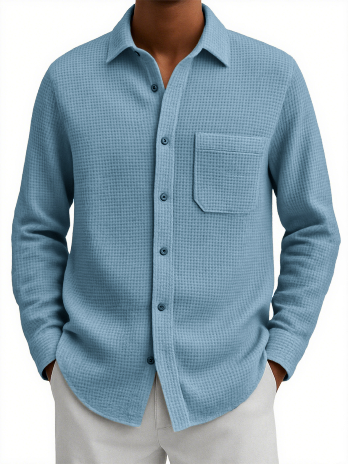 Men's Comfort Waffle Pocket Casual Shirt
