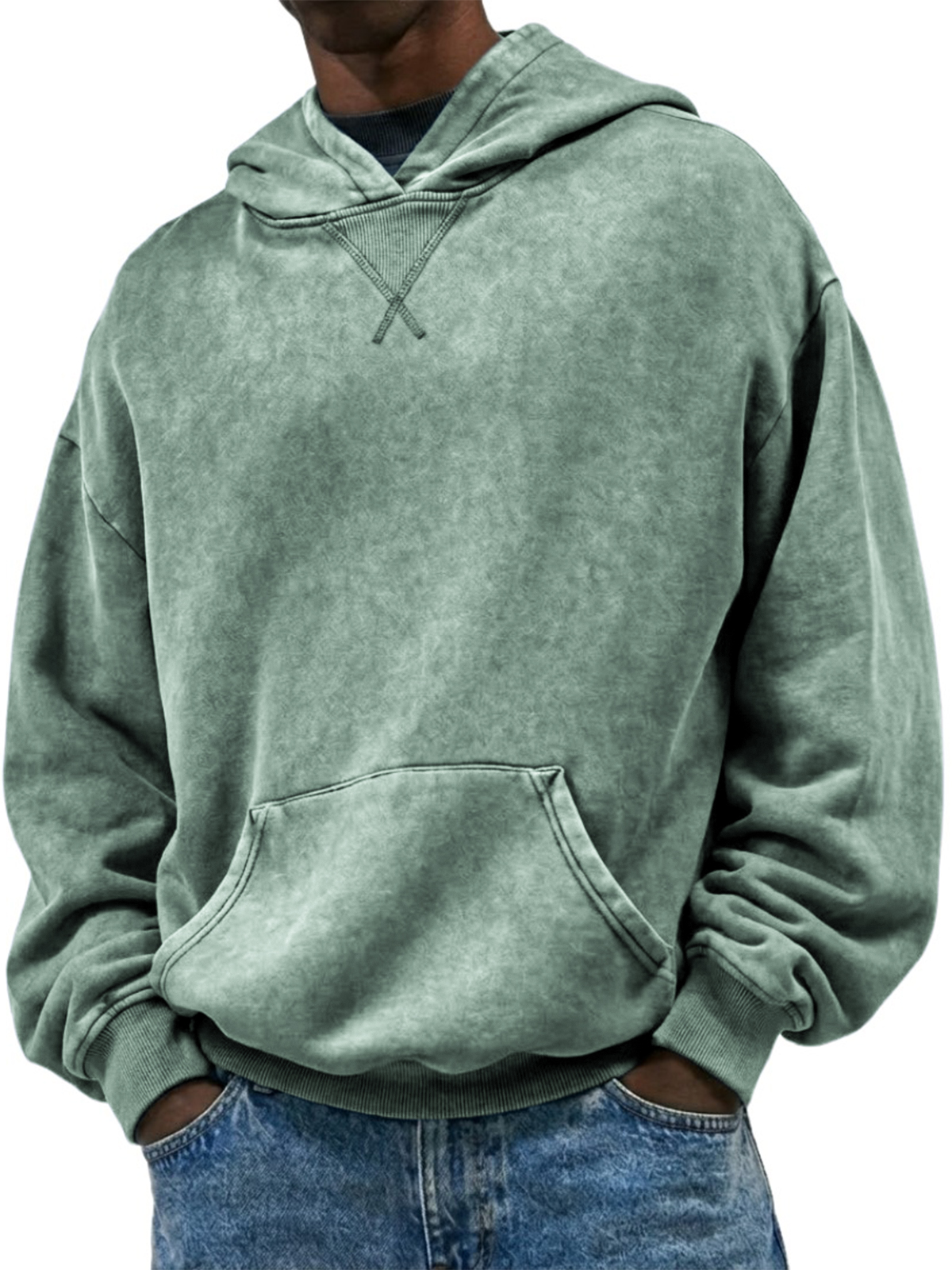 Men's Casual Heavyweight Patchwork Hooded Sweatshirt