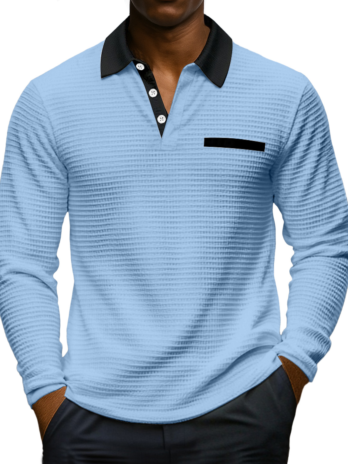 Waffle Color-block Polo Shirt