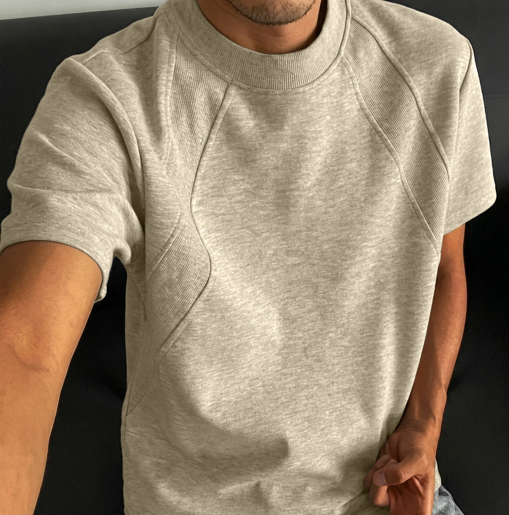Men's Fashion Casual Deconstructed Design Crew Neck Short-Sleeve T-Shirt