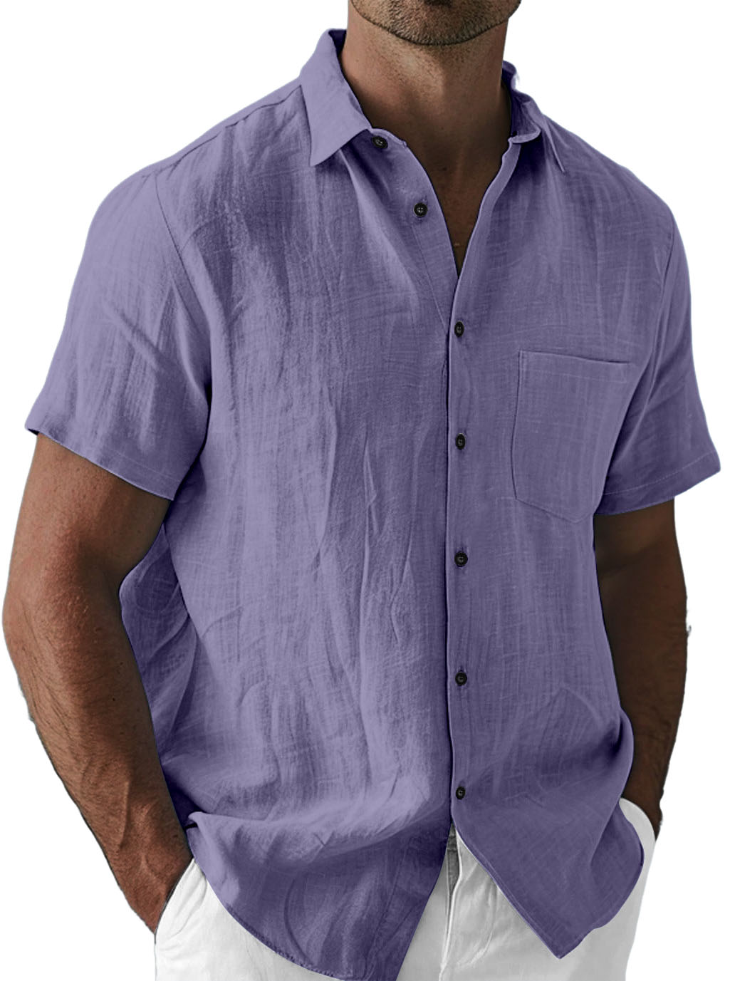 Men's Casual Cotton And Linen Versatile Daily Vacation Short-sleeved Shirt