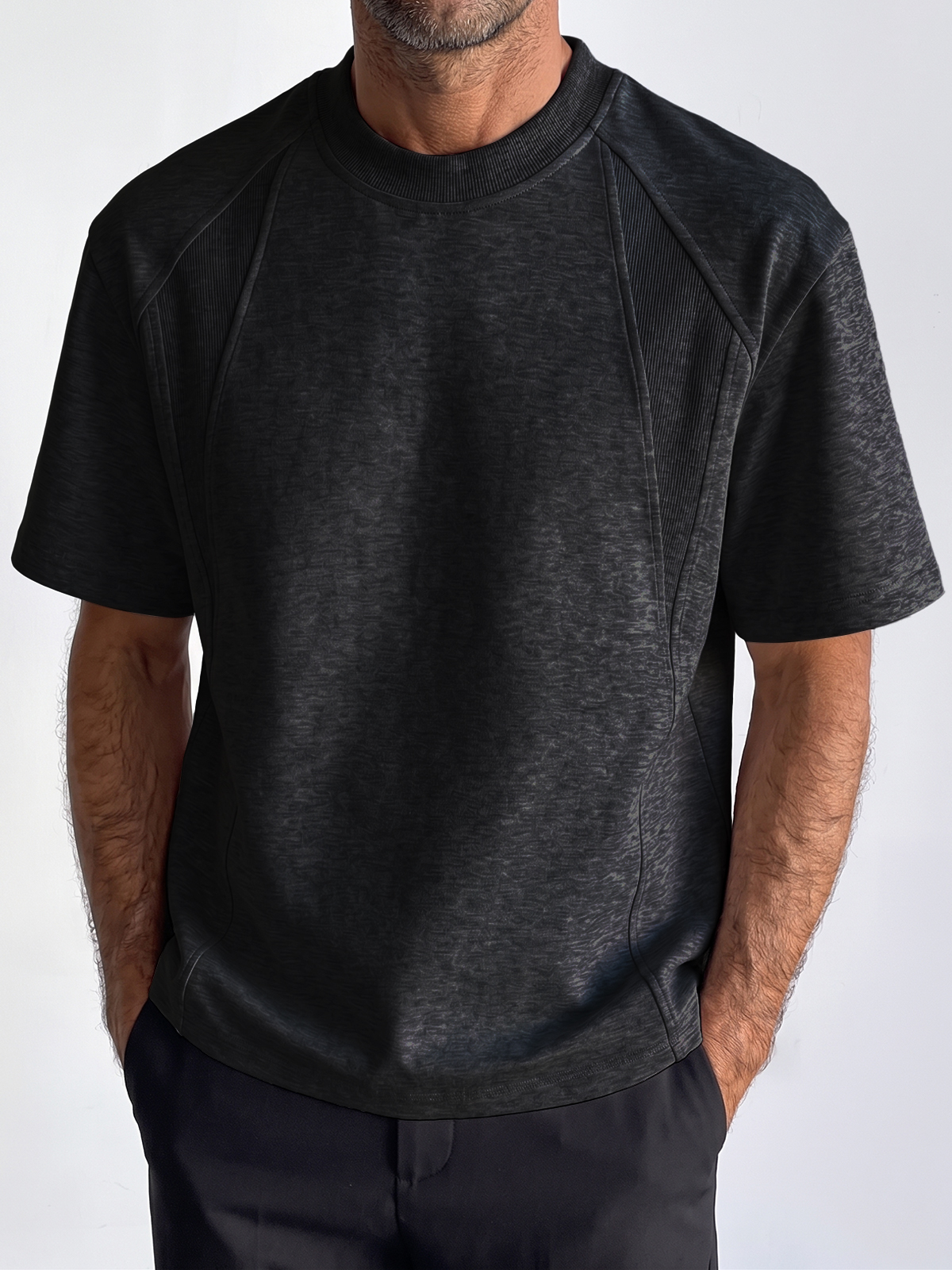 Breathable and Sweat-Absorbing Sustainable Cotton Fashion Deconstructed Design Crew Neck T-Shirt