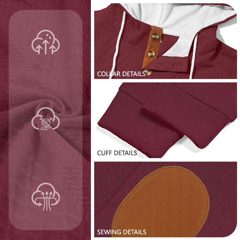 Men's Fashion Jacquard Textured High Neck Hooded Sweatshirt
