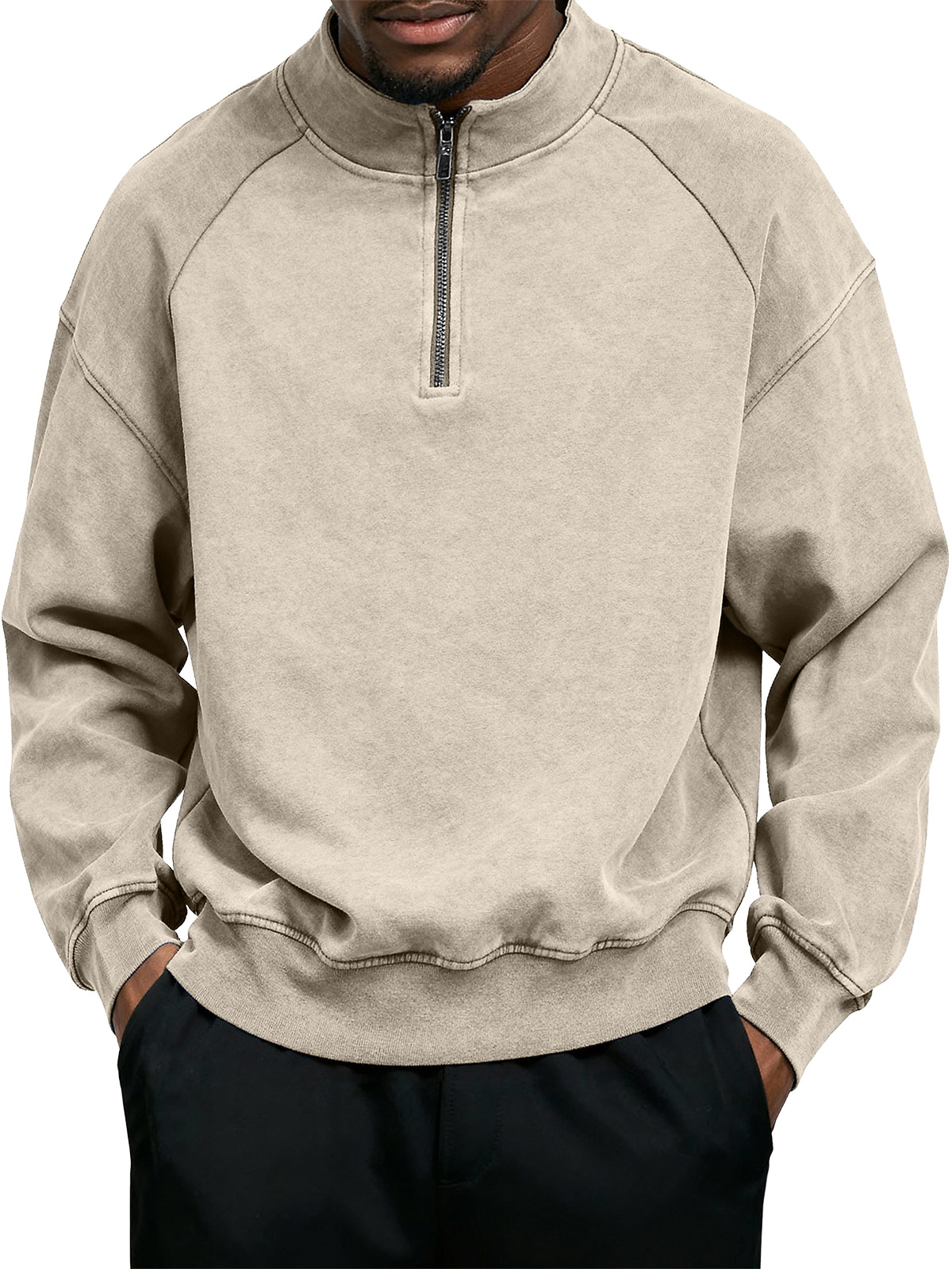 Men's Casual Simple Stand Collar Zipper Sweatshirt