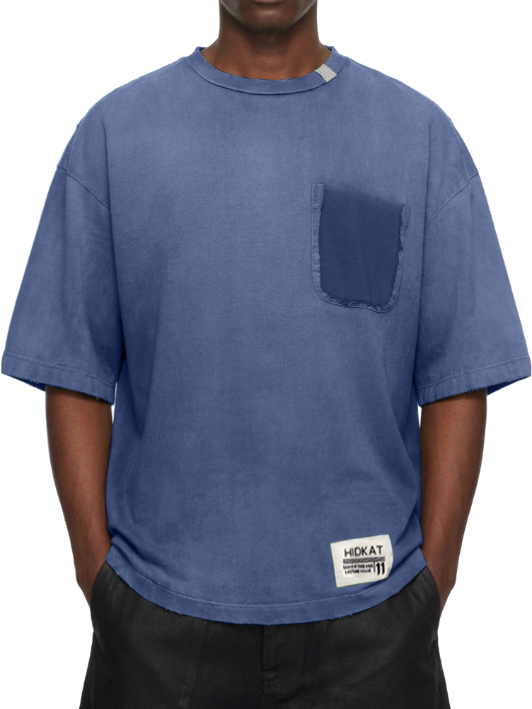 Men's Vintage Washed And Distressed Cotton Short Sleeved T-shirt