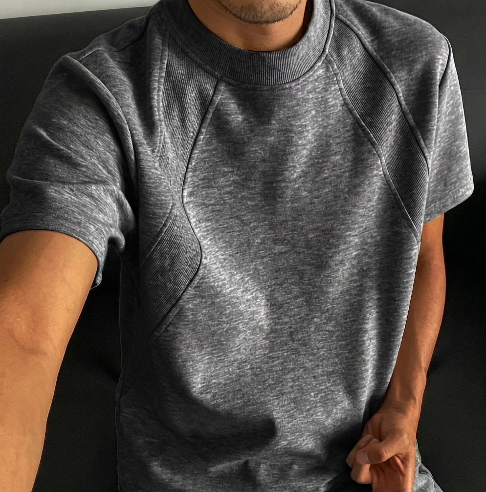 Men's Fashion Casual Deconstructed Design Crew Neck Short-Sleeve T-Shirt
