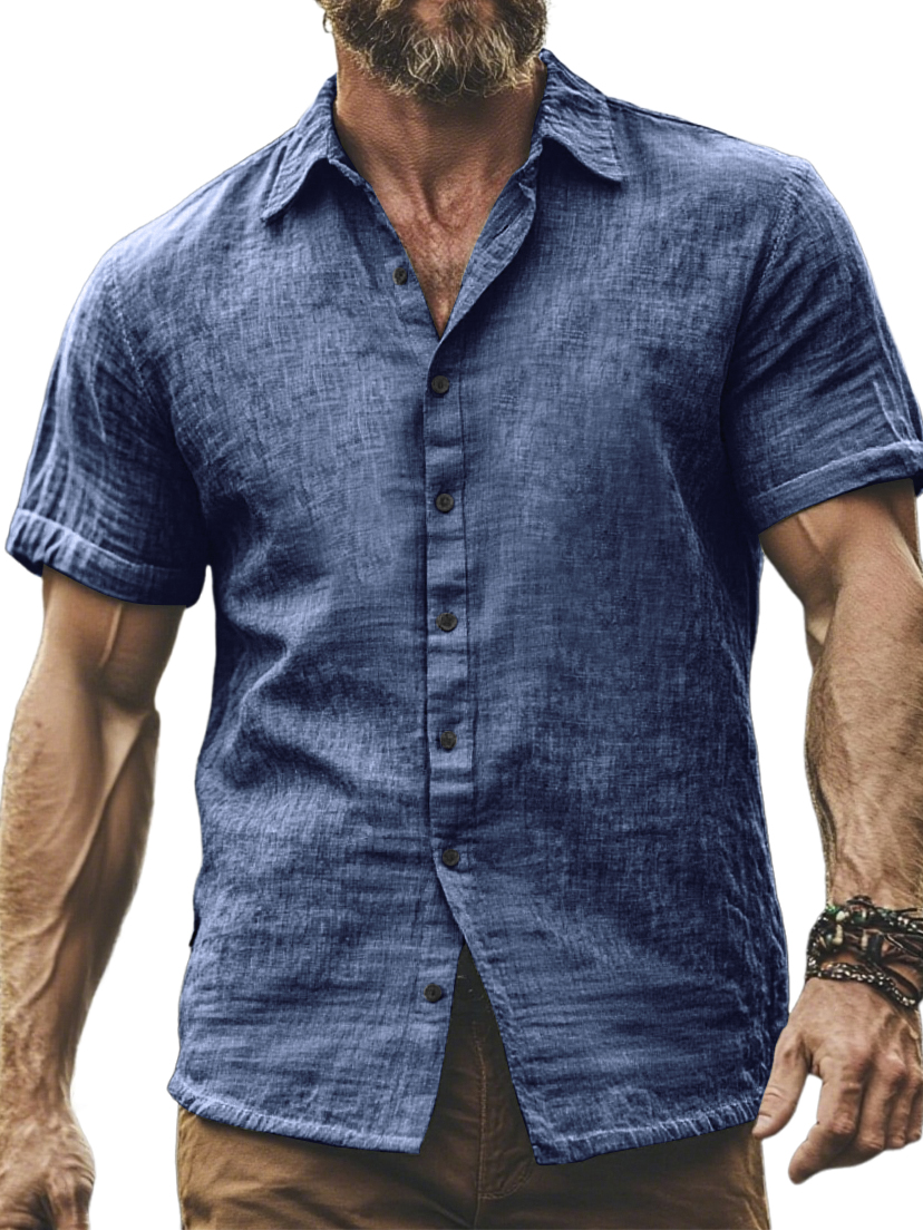 Men's Comfortable Breathable Cotton And Linen Casual Daily Short-sleeved Shirt