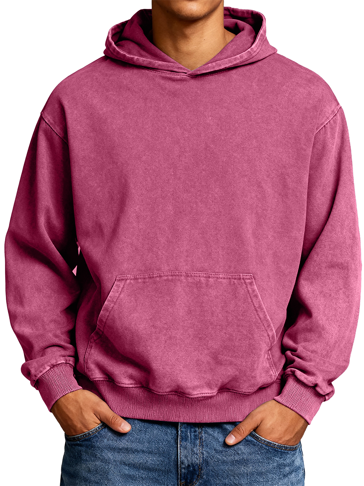 Men's 100% Cotton Washed Distressed Vintage Casual Hooded Sweatshirt