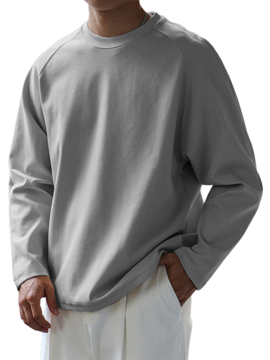 Men's Basic Casual Raglan Sleeve Everyday Versatile Long Sleeve T-Shirt