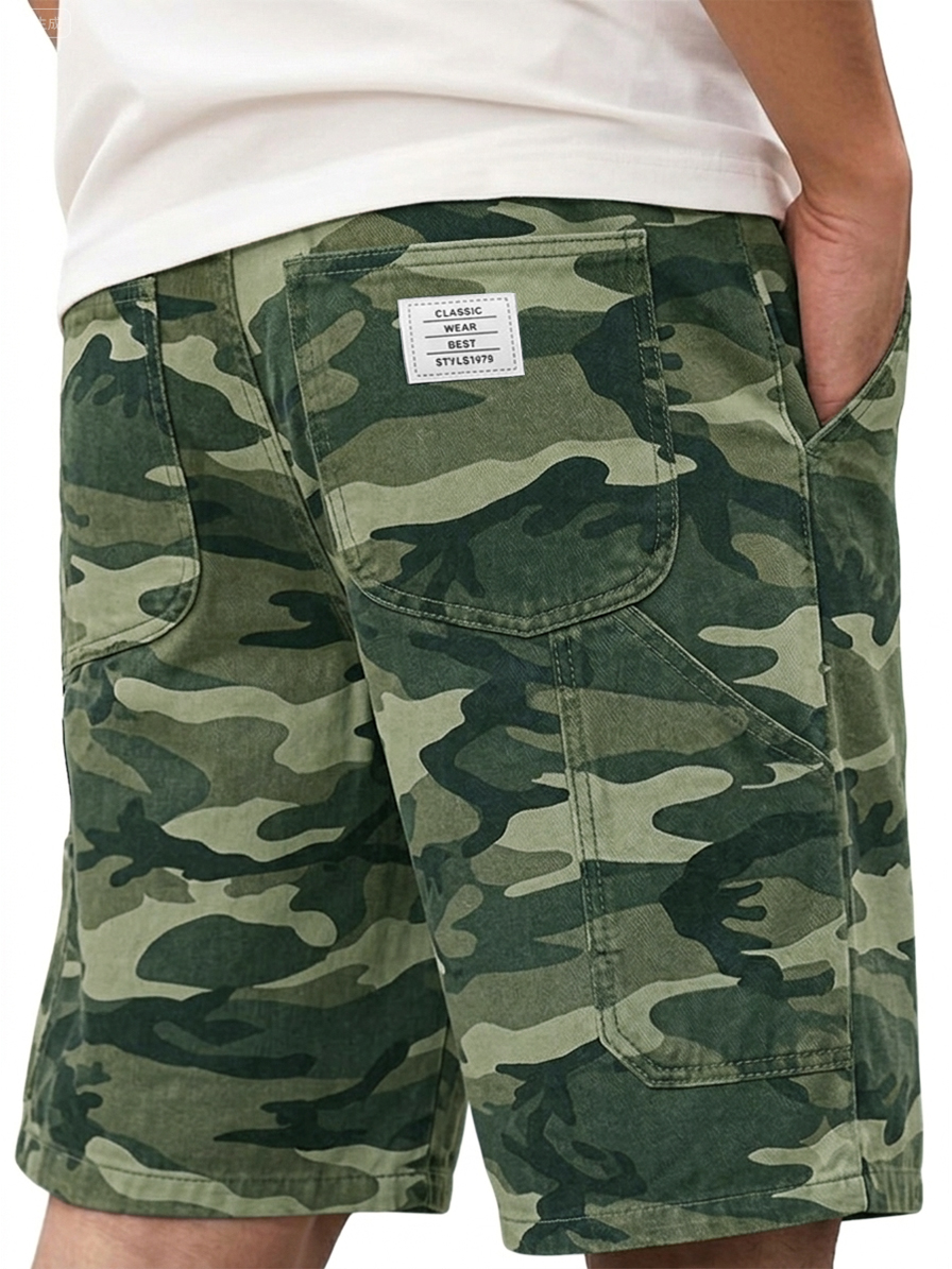 Multi-Pocket Camouflage Cargo Shorts