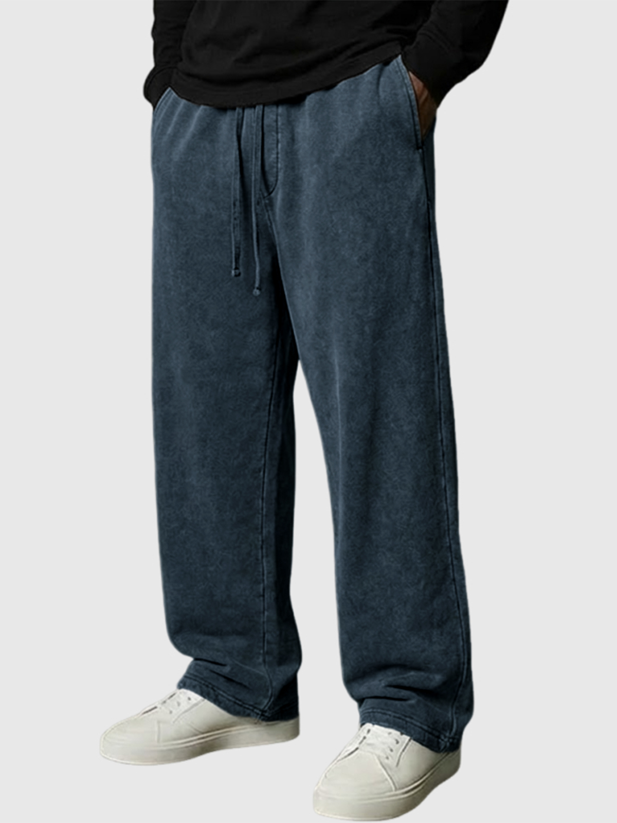 Men's Heavyweight Cotton Washed and Dyed Drawstring Pocket Casual Sweatpants