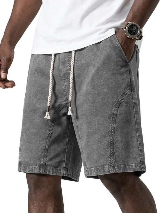Men's Pure Cotton Versatile Washed & Distressed Deconstructed Design Loose-Fit Shorts