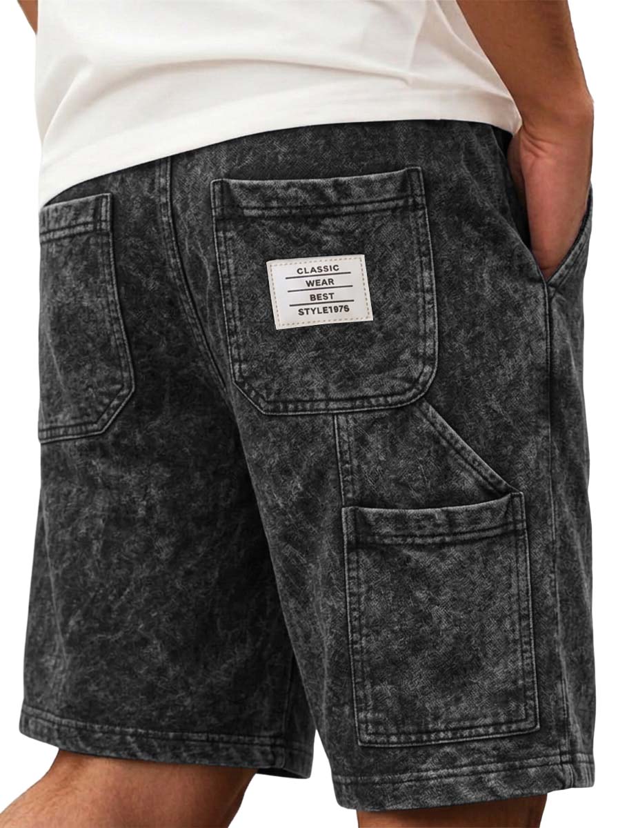 Men's Washed Distressed Workwear Basic Shorts