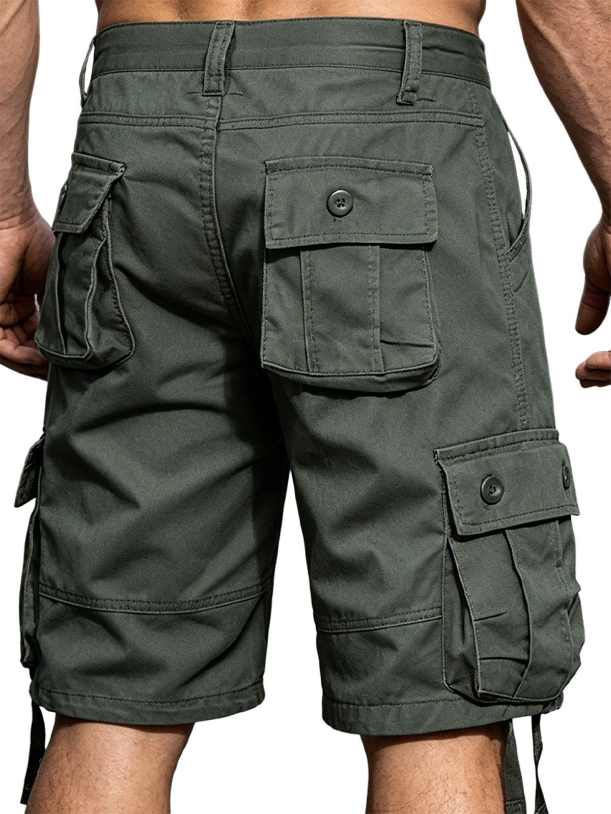 100% Cotton Basic Multi-Pocket Cargo Shorts