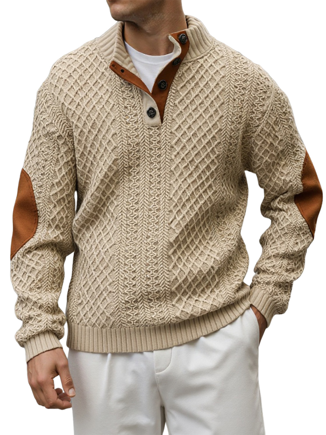 Men's Retro Casual Stand Collar Jacquard Outdoor Sweatshirt