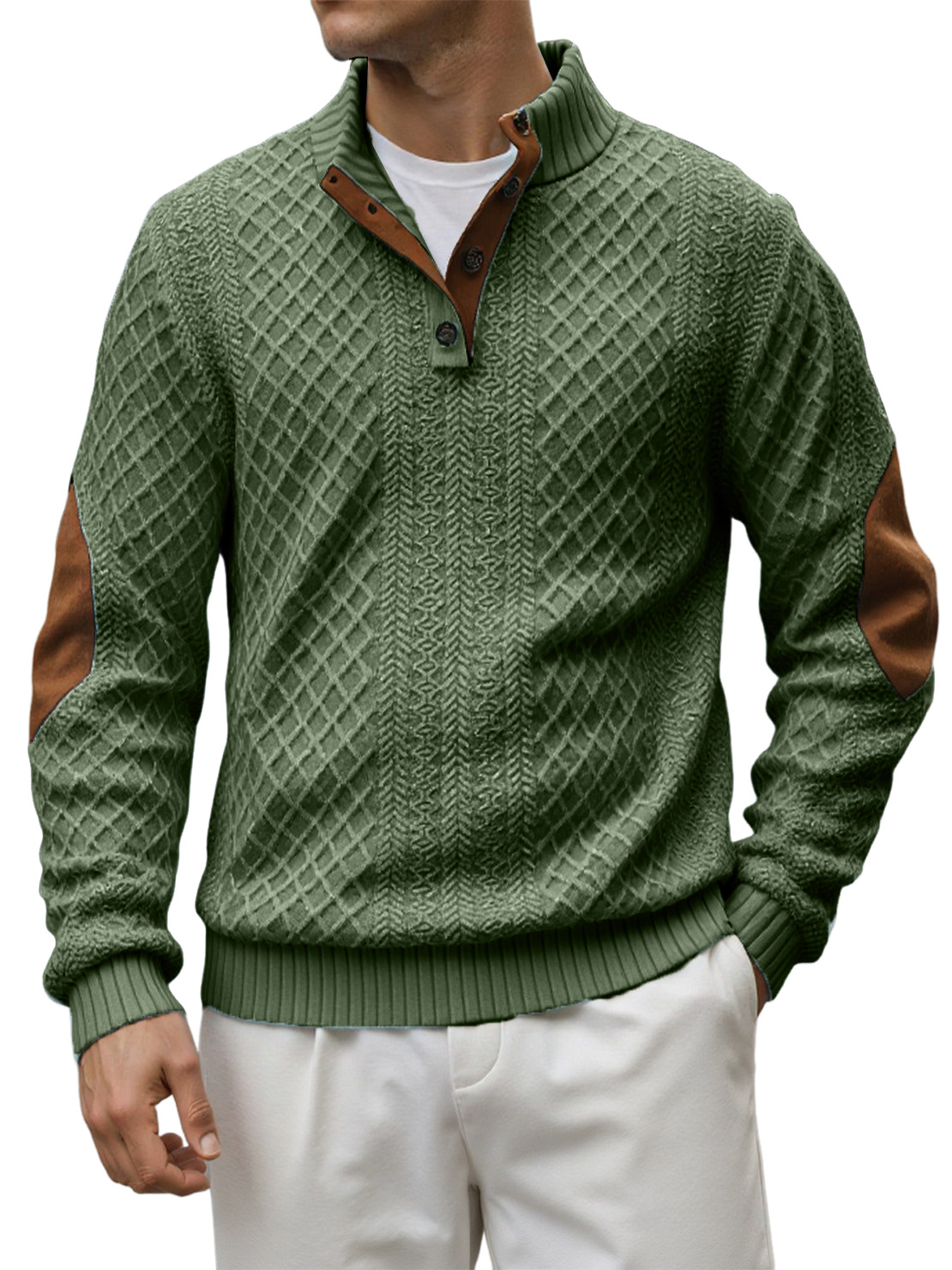 Men's Retro Casual Stand Collar Jacquard Outdoor Sweatshirt