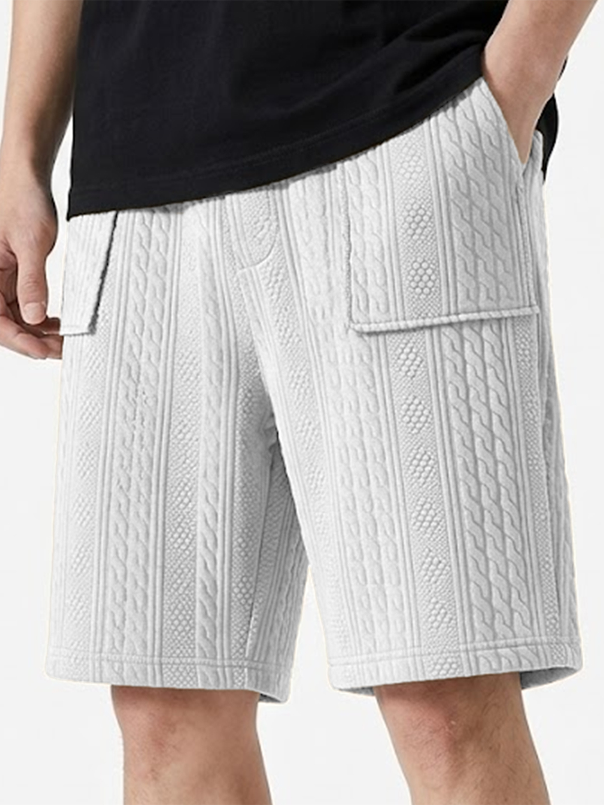Jacquard Minimalist Patch Pocket Comfortable Shorts