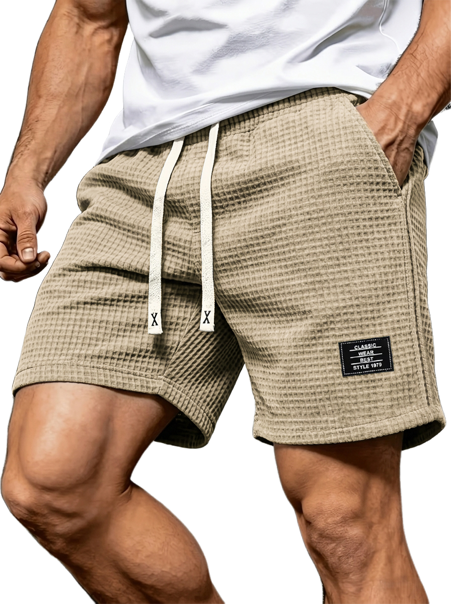 Retro Casual Waffle-Textured Shorts