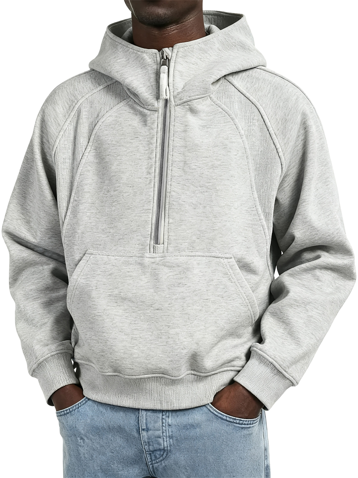 Men's Fashion Casual Raglan Sleeve Patchwork Hooded Sweatshirt