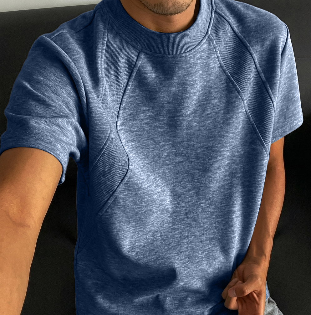 Men's Fashion Casual Deconstructed Design Crew Neck Short-Sleeve T-Shirt