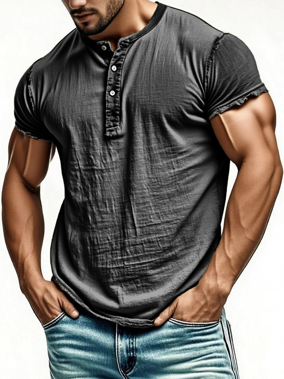 Men's Vintage Henley Short Sleeve T-Shirt