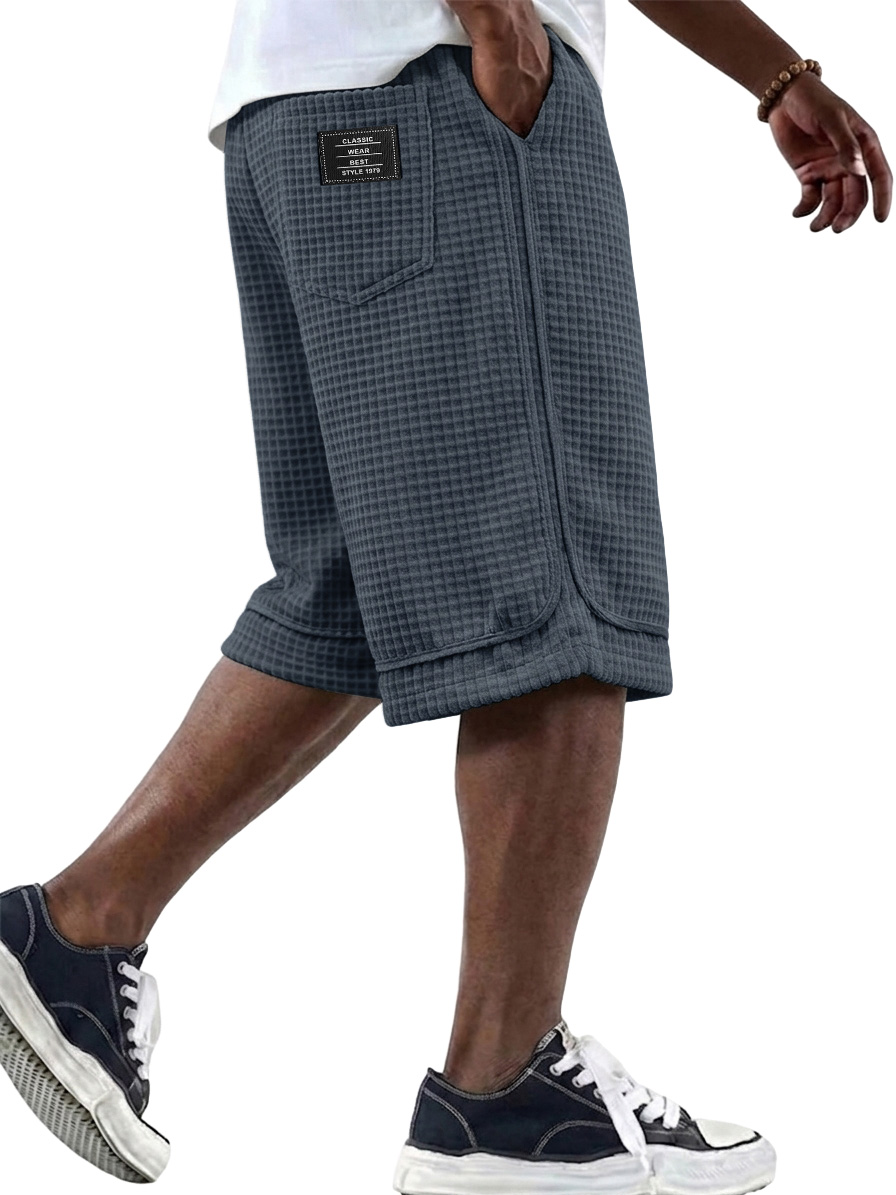 Men's Fashionable Waffle Fabric Loose Pocket Shorts