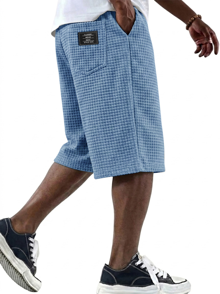 Men's Fashionable Waffle Fabric Casual Comfort Pocket Shorts