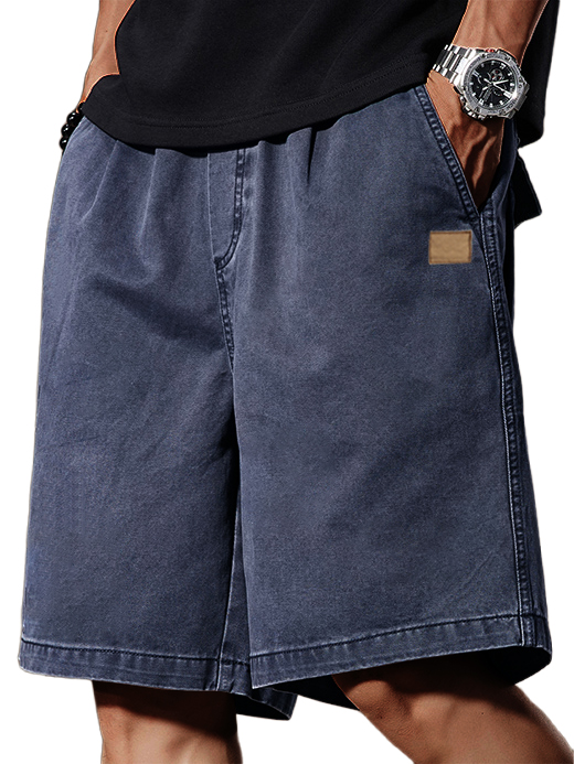 Men's Retro Distressed Pocket Workwear Logo Fashion Casual Shorts