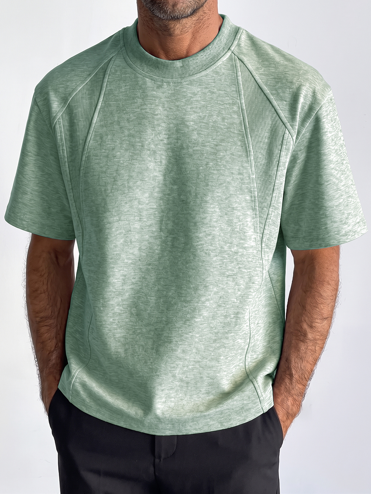 Breathable and Sweat-Absorbing Sustainable Cotton Fashion Deconstructed Design Crew Neck T-Shirt