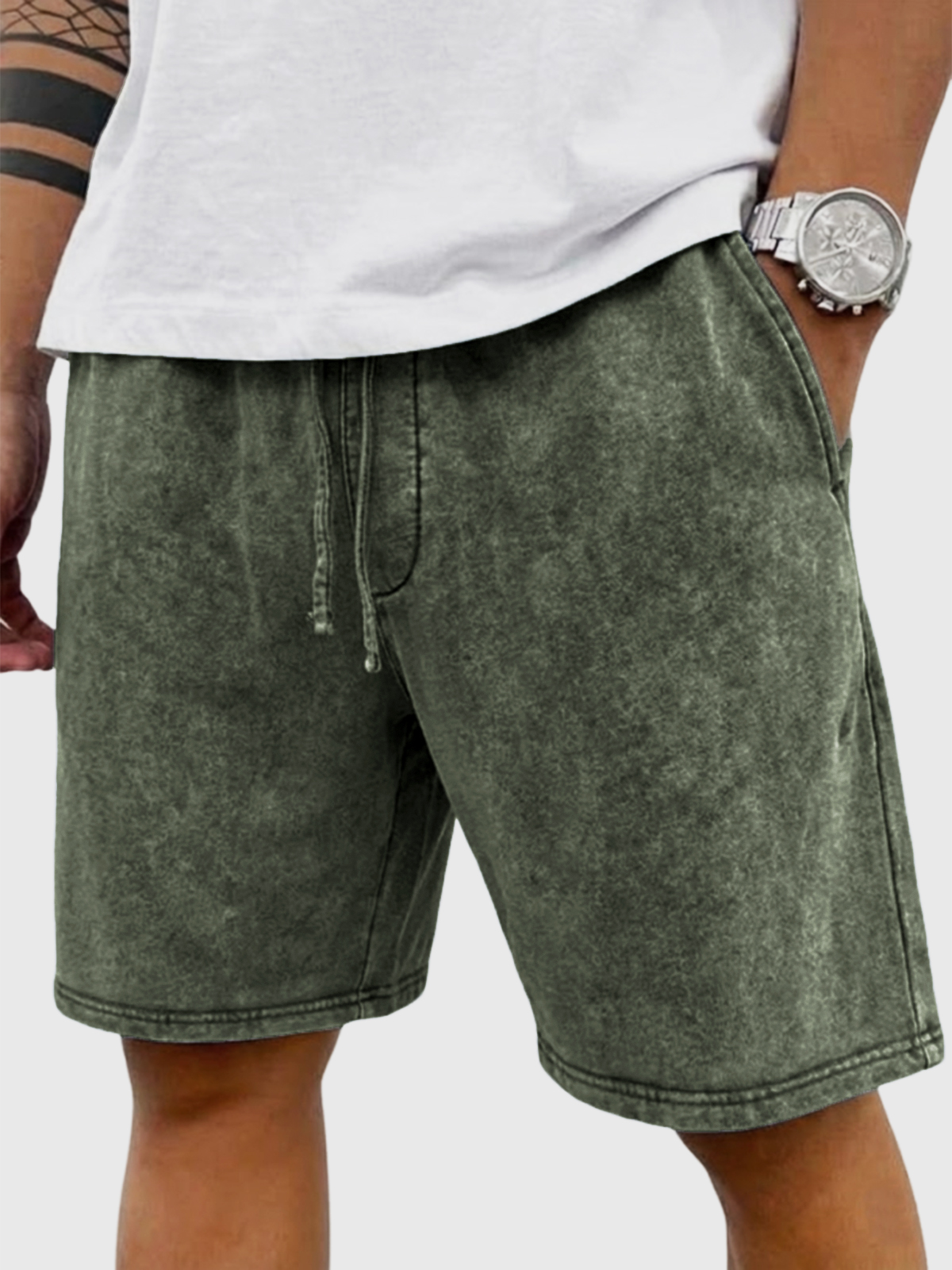 Men's Stylish Vintage Heavyweight Cotton Casual Lace-Up Shorts