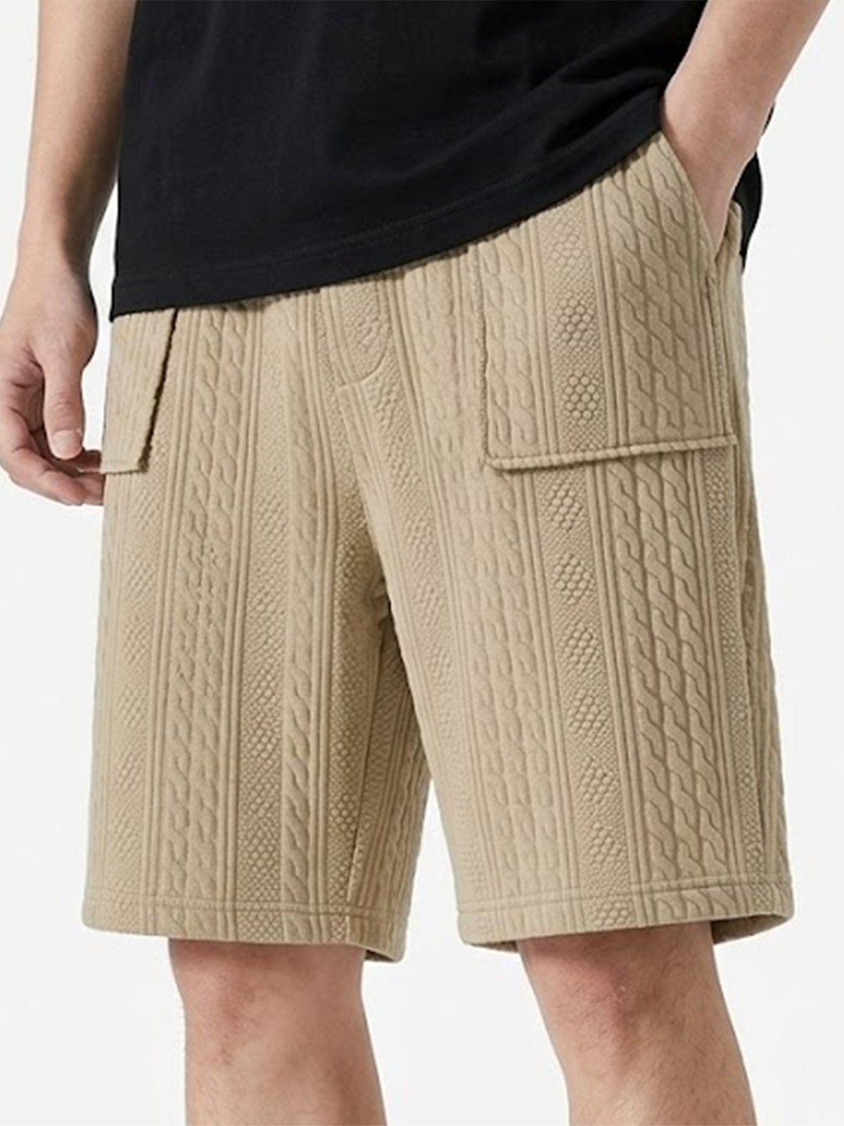 Jacquard Minimalist Patch Pocket Comfortable Shorts